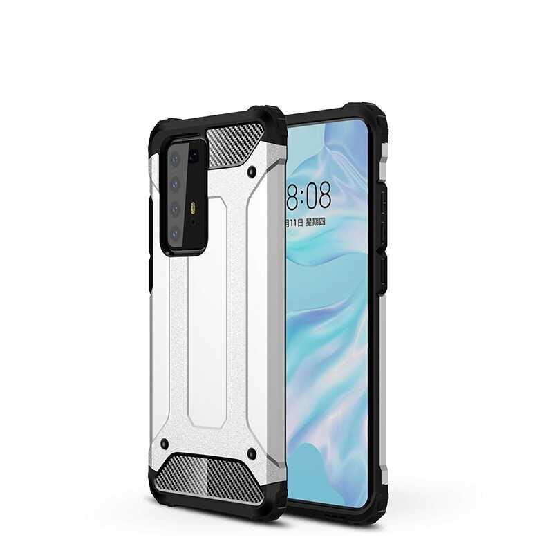 Huawei P40 Pro Kılıf Armor Köşe Korumalı Çift Katman Tank Zırh Kapak (CRASH) Kırmızı