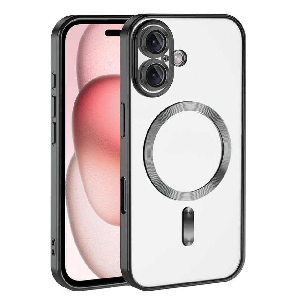 Apple iPhone 16 Plus Kılıf Kamera Lens Korumalı Magsafe Şarj Destekli Şeffaf Renkli Kapak (DEMRE) Bej Gold