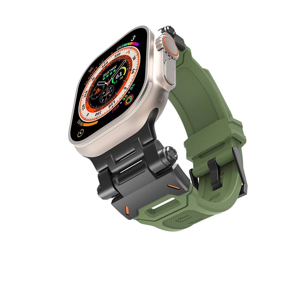 Apple Watch 7 45mm HEPTEKİLETİŞİM KRD-108 Metal Başlıklı Silikon Kordon