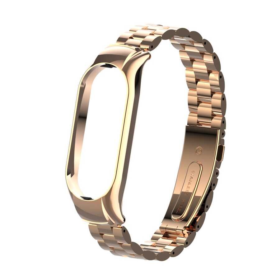 Xiaomi Mi Band 7 Metal Kordon Paslanmaz Çelik Baklalı Tasarım (KRD-04) Siyah