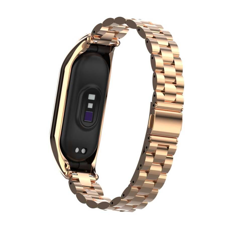 Xiaomi Mi Band 7 Metal Kordon Paslanmaz Çelik Baklalı Tasarım (KRD-04) Siyah
