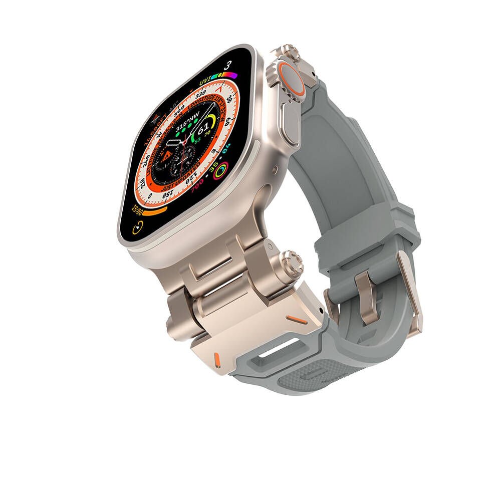 Apple Watch Ultra 49mm HEPTEKİLETİŞİM KRD-108 Metal Başlıklı Silikon Kordon