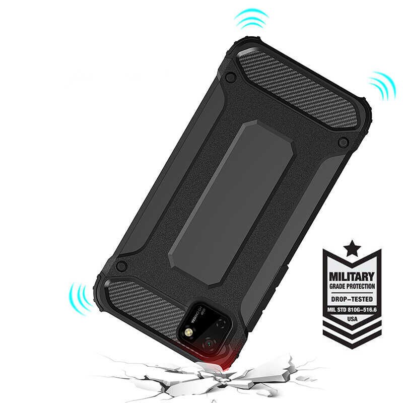 Huawei Y5P Kılıf Armor Köşe Korumalı Çift Katman Tank Zırh Kapak (CRASH) Kırmızı