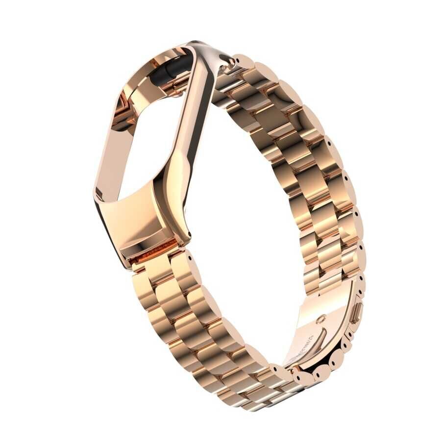 Xiaomi Mi Band 7 Metal Kordon Paslanmaz Çelik Baklalı Tasarım (KRD-04) Rose Gold