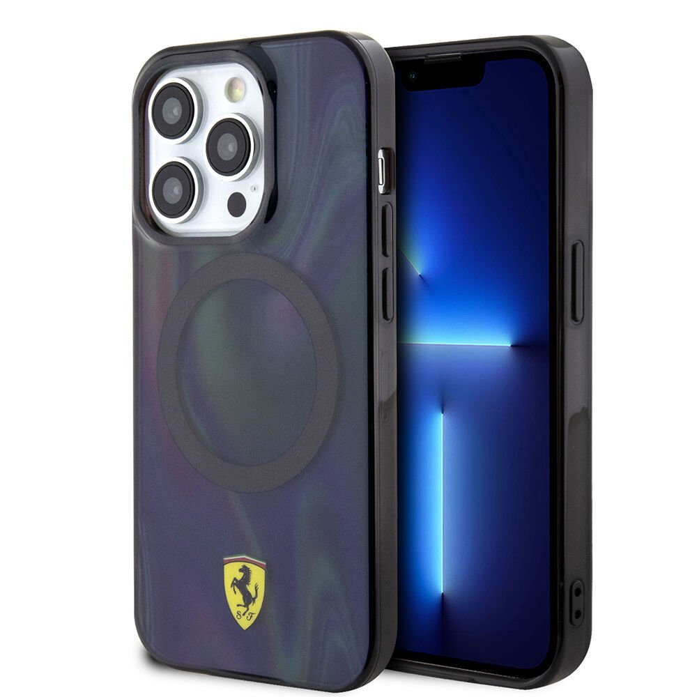 Apple iPhone 15 Pro Kılıf Ferrari Orjinal Lisanslı Magsafe Şarj Özellikli Transparan Renk Geçişli Iridescent Kapak