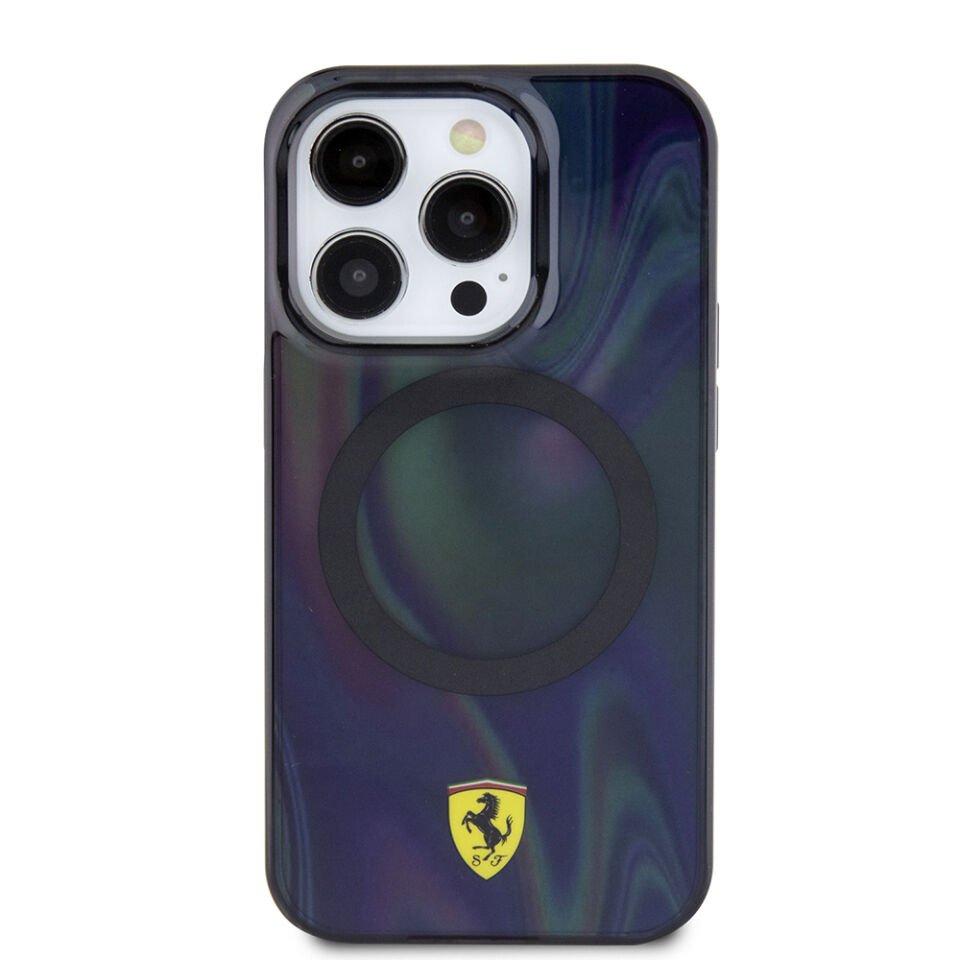 Apple iPhone 15 Pro Kılıf Ferrari Orjinal Lisanslı Magsafe Şarj Özellikli Transparan Renk Geçişli Iridescent Kapak