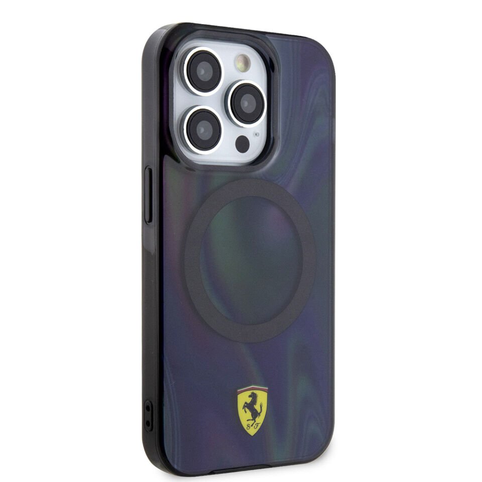 Apple iPhone 15 Pro Kılıf Ferrari Orjinal Lisanslı Magsafe Şarj Özellikli Transparan Renk Geçişli Iridescent Kapak