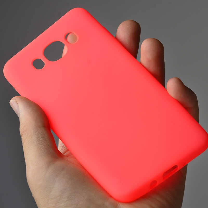 Samsung Galaxy J7 2016 Kılıf Yumuşak Dokulu Soft Esnek İnce Mat Renkli Silikon Kapak (PREMİER) Pembe