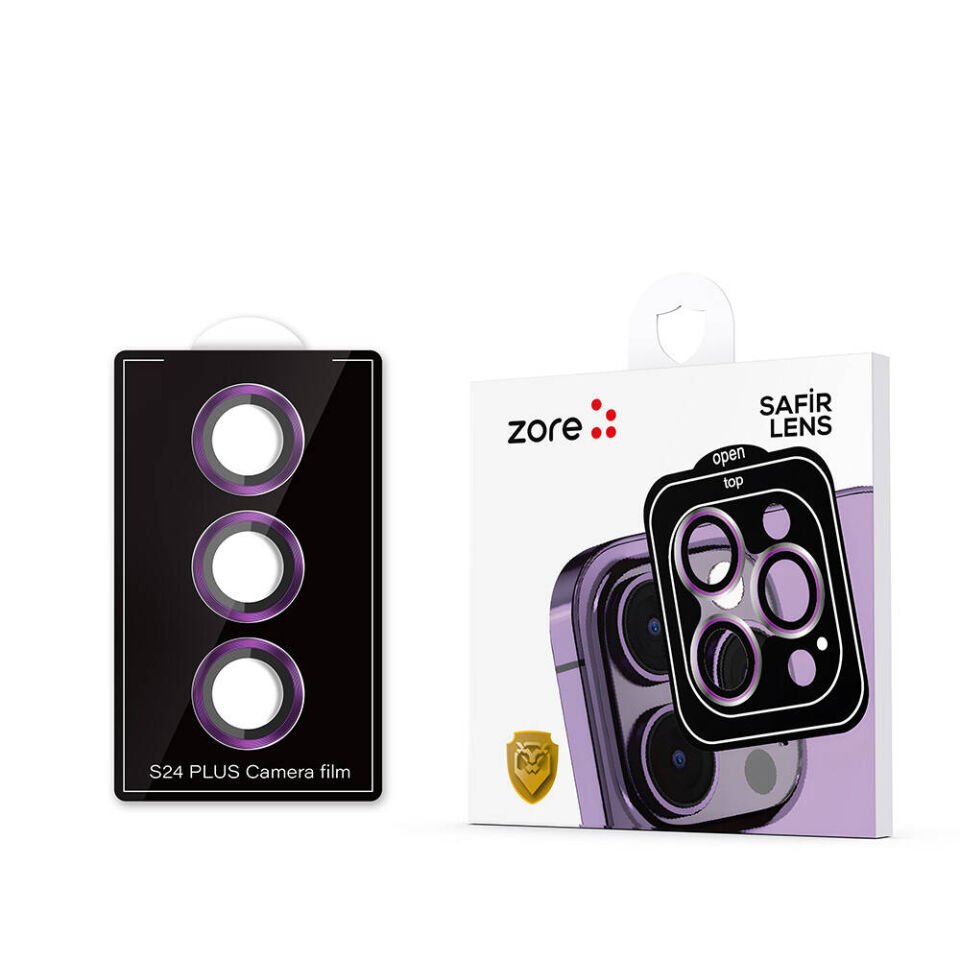 Samsung Galaxy S24 Plus Kamera Lens Koruyucu Cam Filmi Tam Kaplama (z-kamera-camı) Derin Mor