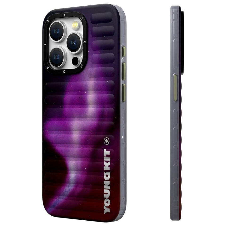 Apple iPhone 15 Pro Max Kılıf Kuzey Işıkları Desenli Youngkit Aurora Serisi Kapak
