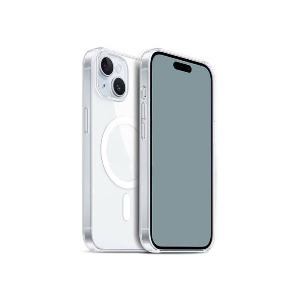 Apple iPhone 15 Plus Kılıf Magsafe Şarj Özellikli Şeffaf Sert PC HEPTEKİLETİŞİM Embos Kapak