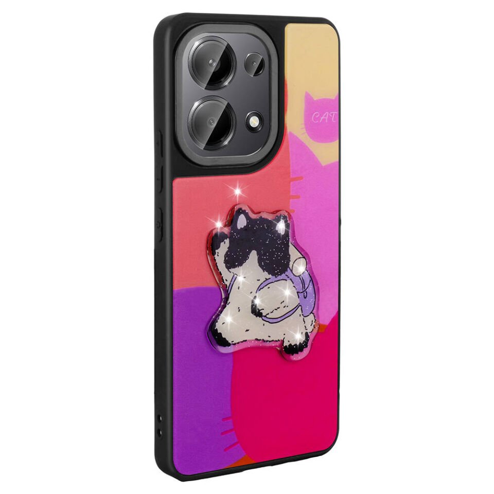Xiaomi Redmi Note 13 Pro 4G Kılıf Parlayan Kabartmalı İkonik Figürlü Silikon Kapak (Amas) Mor