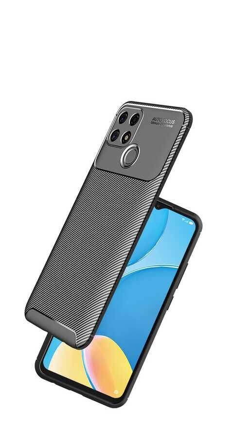 Oppo A15S Kılıf Kamera Çıkıntılı Karbon Fiber Dokulu Renk Atmaz Kapak (NEGRO) Siyah