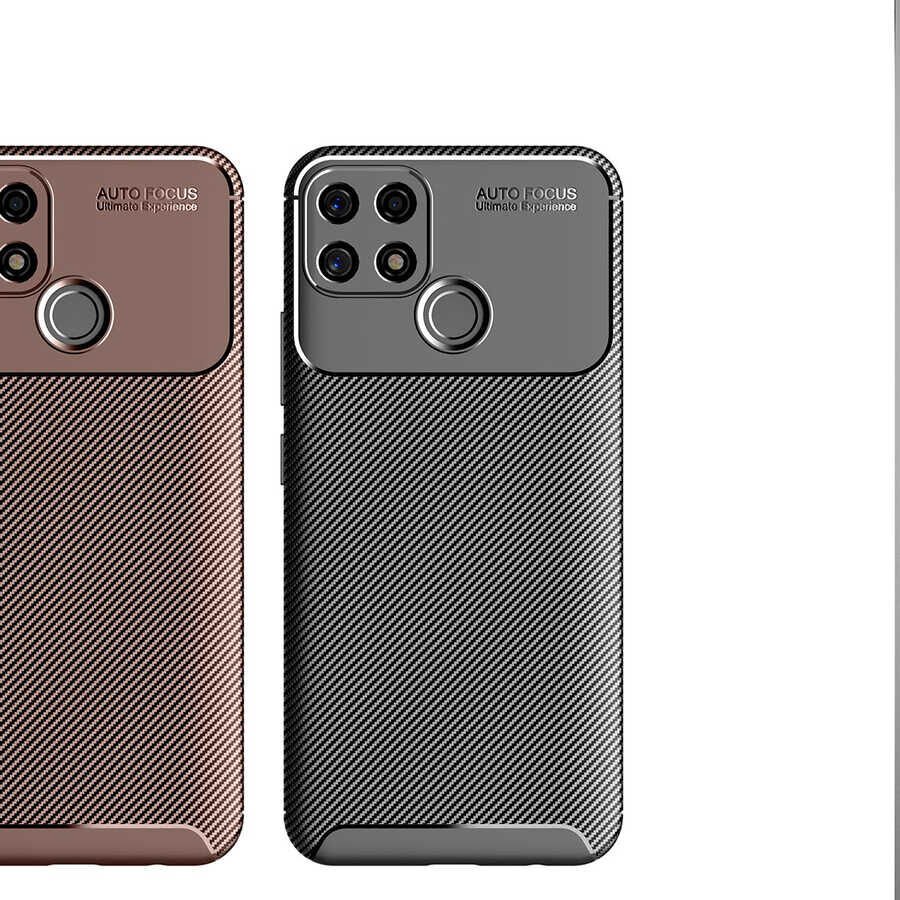 Oppo A15S Kılıf Kamera Çıkıntılı Karbon Fiber Dokulu Renk Atmaz Kapak (NEGRO) Siyah
