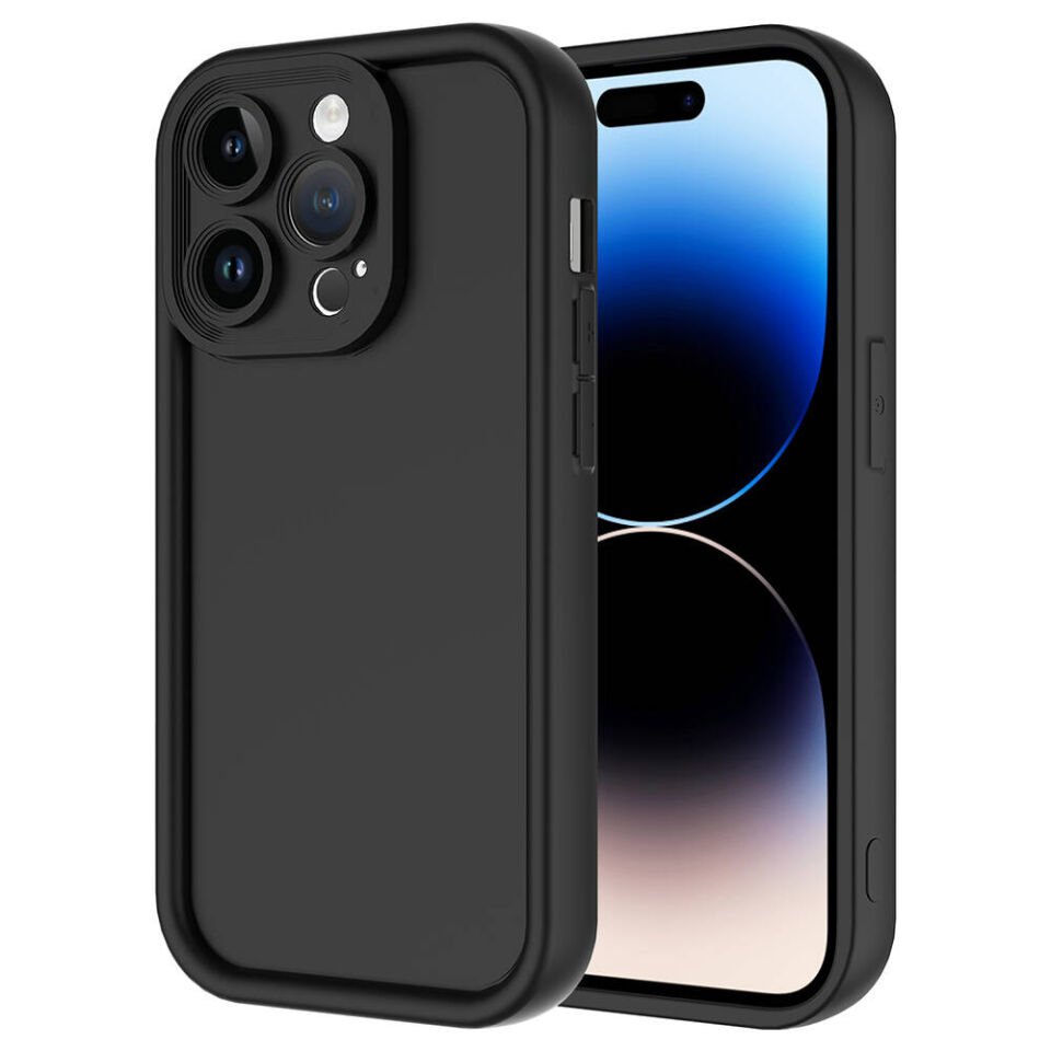 Apple  iPhone 14 Pro Max Kılıf Mat Yüzeyli Kamera Korumalı Silikon Kapak (Ananas) Siyah