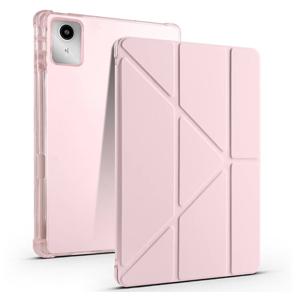 Lenovo M11 TB-330FU Kılıf Kalem Bölmeli Standlı 360 Derece Tam Korumalı Tasarım (TR) Rose Gold
