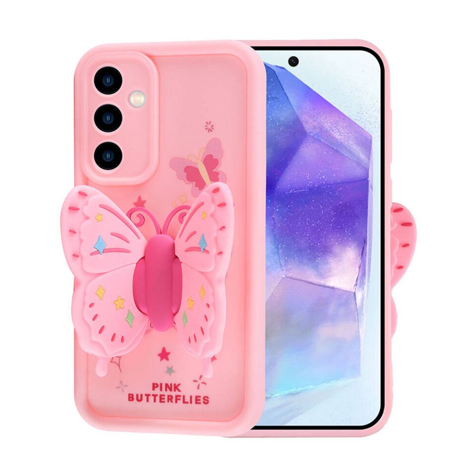 Samsung Galaxy A35 Kılıf Kamera Korumalı Figür Tasarımlı Kapak (Kapya) Pembe Koyu