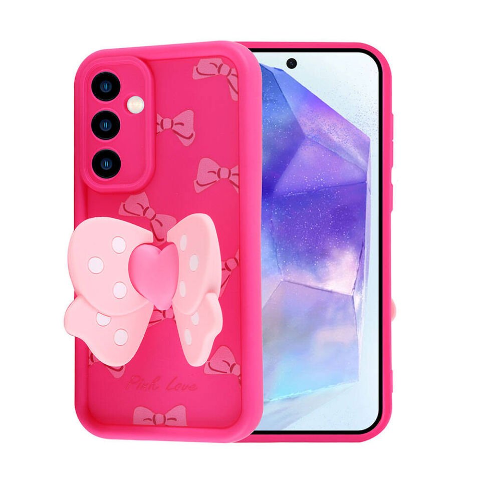 Samsung Galaxy A35 Kılıf Kamera Korumalı Figür Tasarımlı Kapak (Kapya) Pembe Koyu