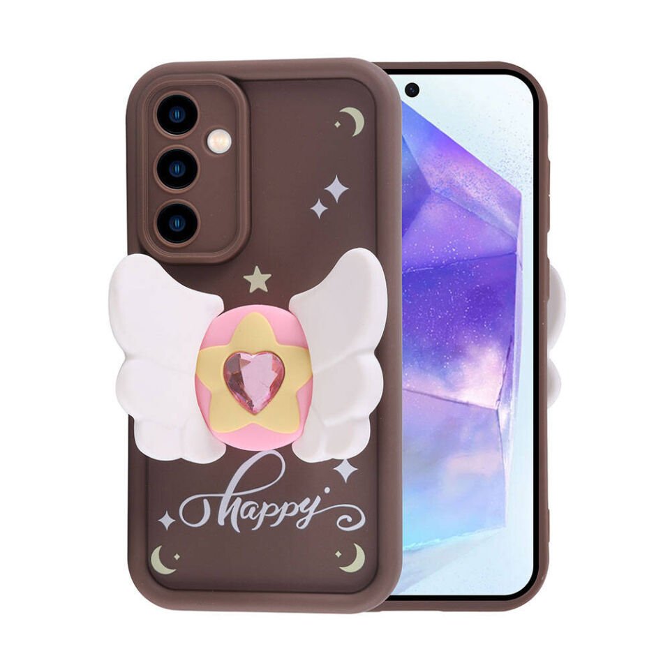 Samsung Galaxy A35 Kılıf Kamera Korumalı Figür Tasarımlı Kapak (Kapya) Pembe Koyu