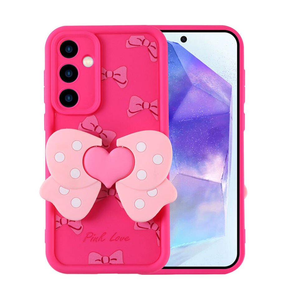 Samsung Galaxy A35 Kılıf Kamera Korumalı Figür Tasarımlı Kapak (Kapya) Pembe Koyu