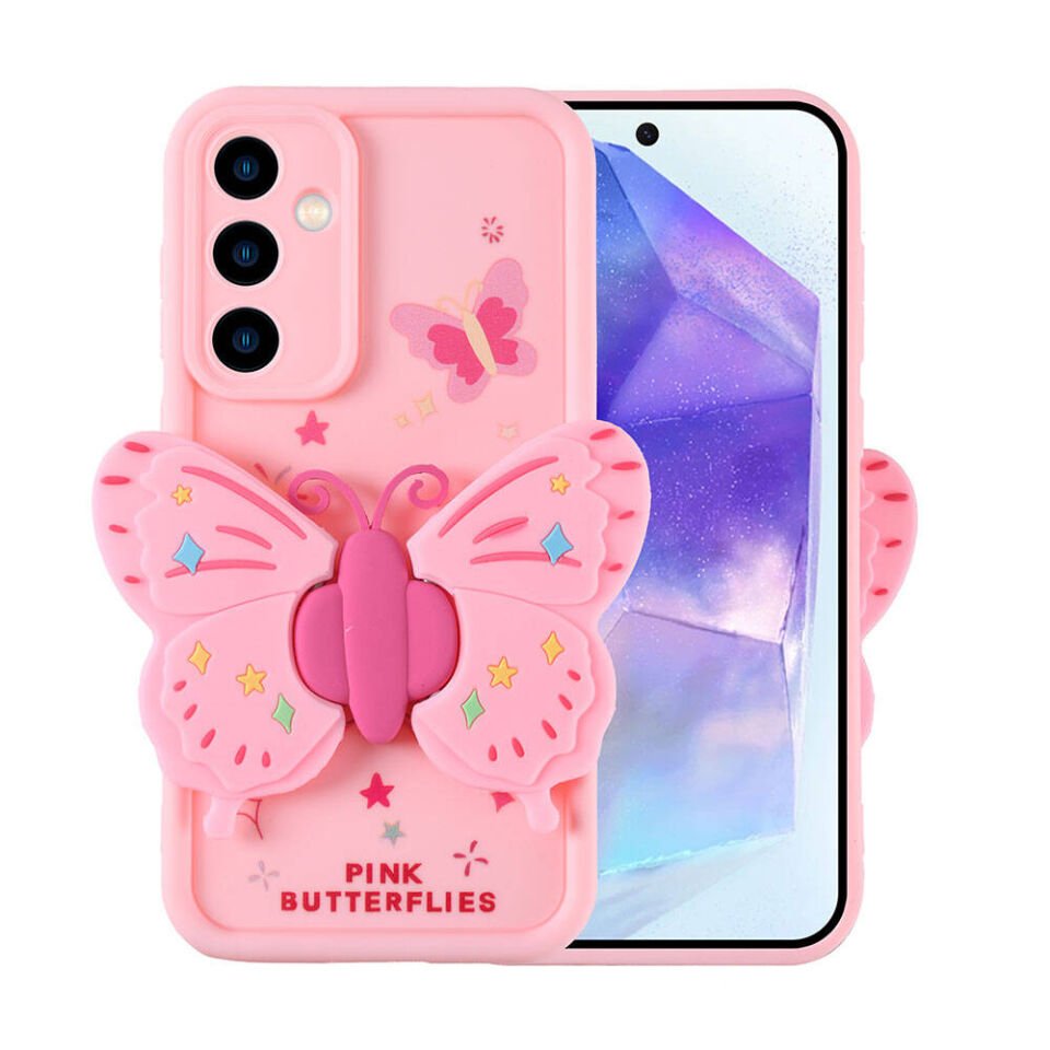 Samsung Galaxy A35 Kılıf Kamera Korumalı Figür Tasarımlı Kapak (Kapya) Pembe Koyu