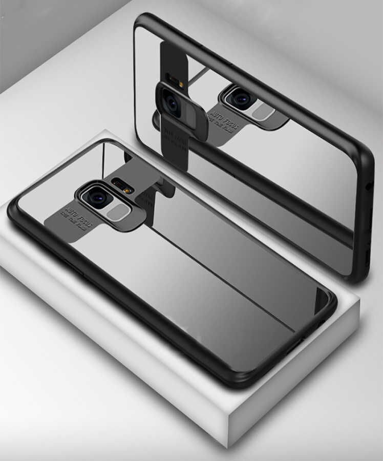 Samsung Galaxy S9 Kılıf Kenarları Silikon Arkası Şeffaf Sert Kapak (BUTTOM) Kırmızı