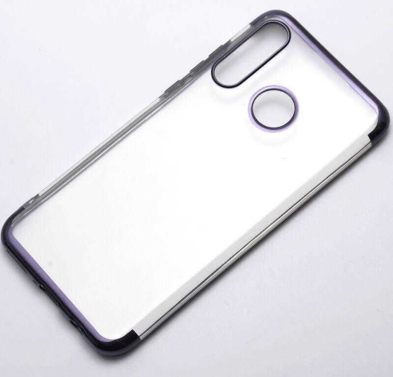 Huawei P30 Lite Kılıf Dört Köşe Renkli Lazer Şeffaf Silikon Kapak (GLİTTER) Siyah