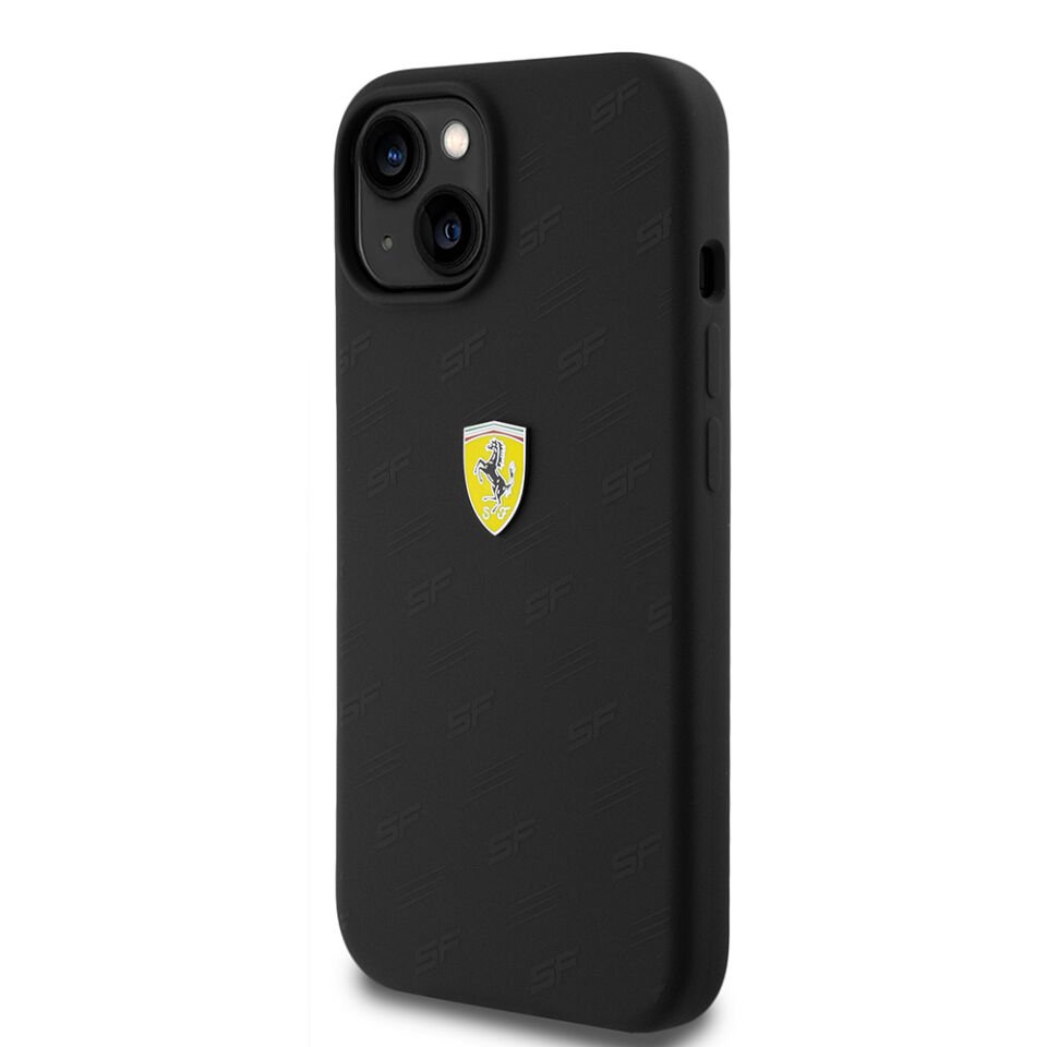 Apple iPhone 15 Kılıf Ferrari Orjinal Lisanslı Metal Logolu SF Yazılı Kapak