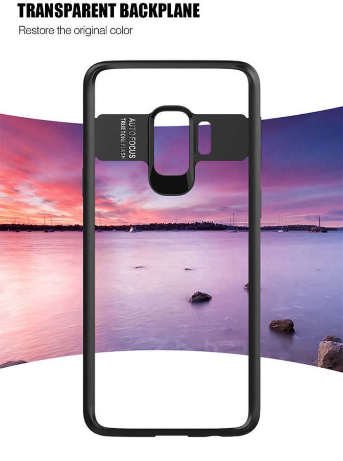 Samsung Galaxy S9 Kılıf Kenarları Silikon Arkası Şeffaf Sert Kapak (BUTTOM) Mavi