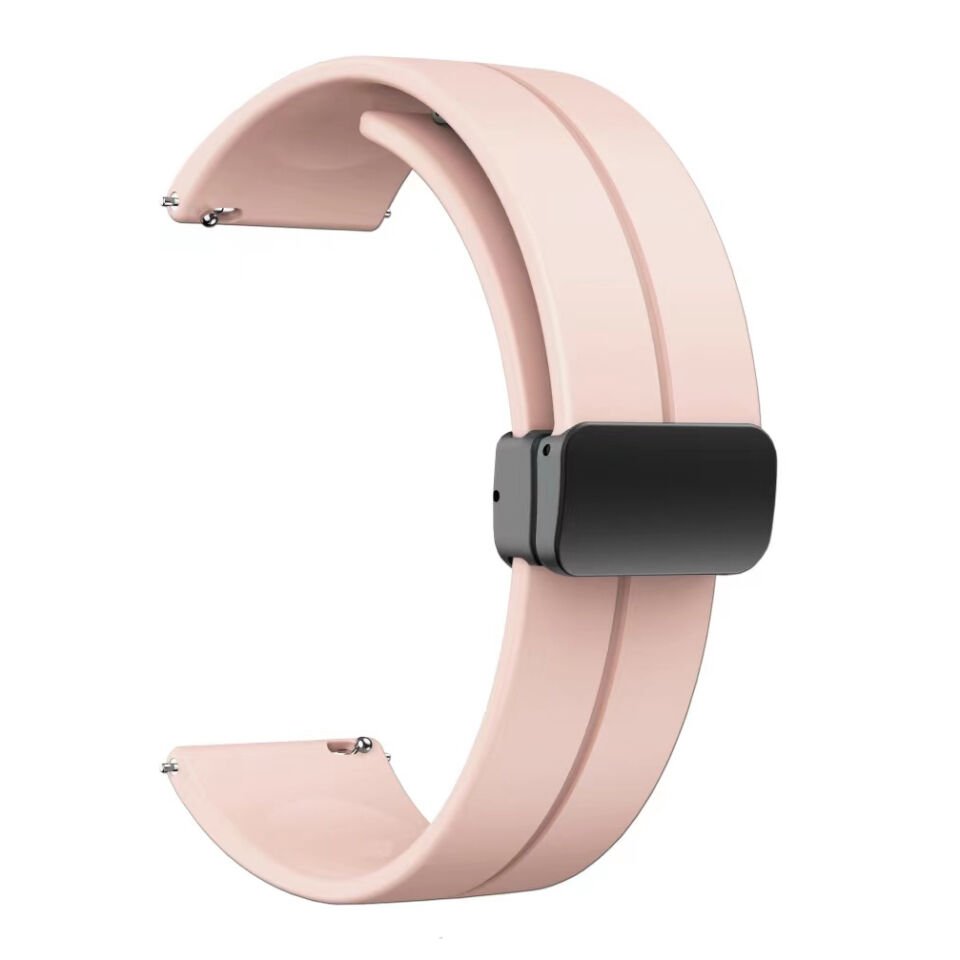 Xiaomi Amazfit Pace (22mm) Silikon Kordon Metal Toka Tasarım (KRD-84) Pembe