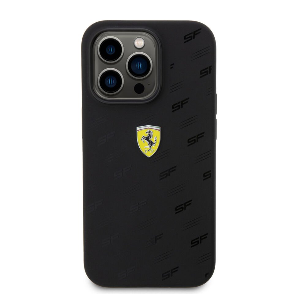 Apple iPhone 15 Pro Kılıf Ferrari Orjinal Lisanslı Metal Logolu SF Yazılı Kapak