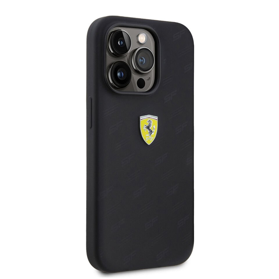 Apple iPhone 15 Pro Kılıf Ferrari Orjinal Lisanslı Metal Logolu SF Yazılı Kapak