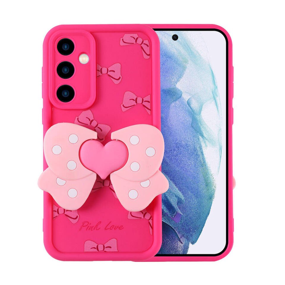 Samsung Galaxy A55 Kılıf Kamera Korumalı Figür Tasarımlı Kapak (Kapya) Pembe Koyu