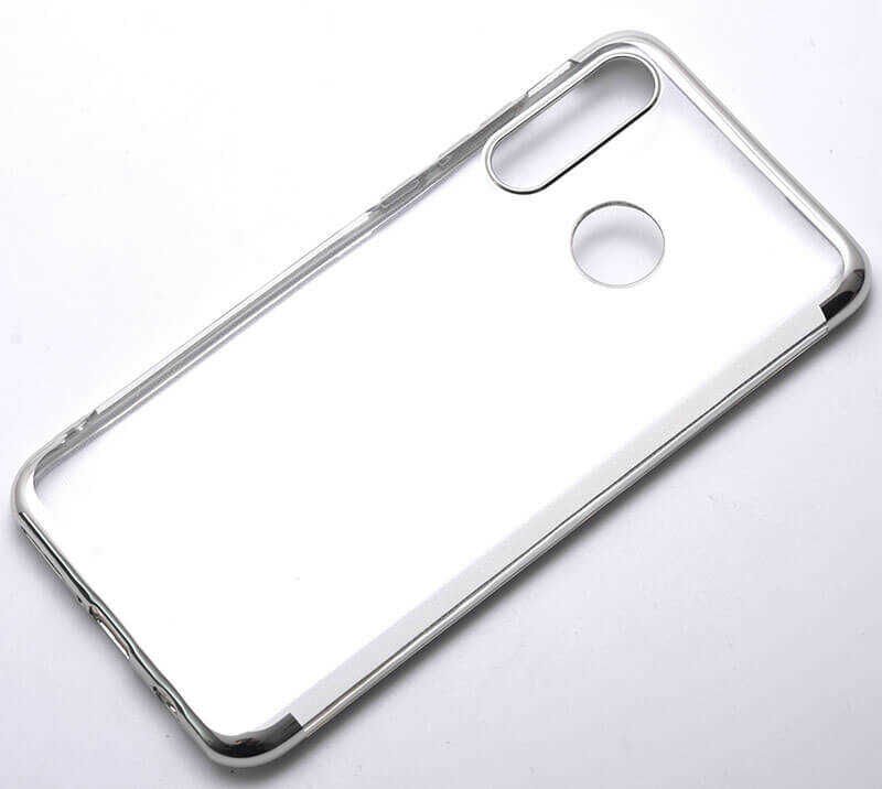 Huawei P30 Lite Kılıf Dört Köşe Renkli Lazer Şeffaf Silikon Kapak (GLİTTER) Gri