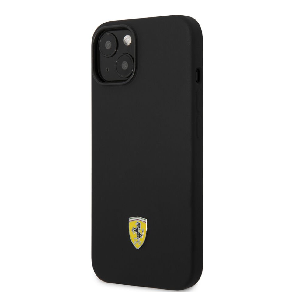 Apple iPhone 14 Kılıf Ferrari Orjinal Lisanslı Silikon Metal Logo Dizayn Kapak