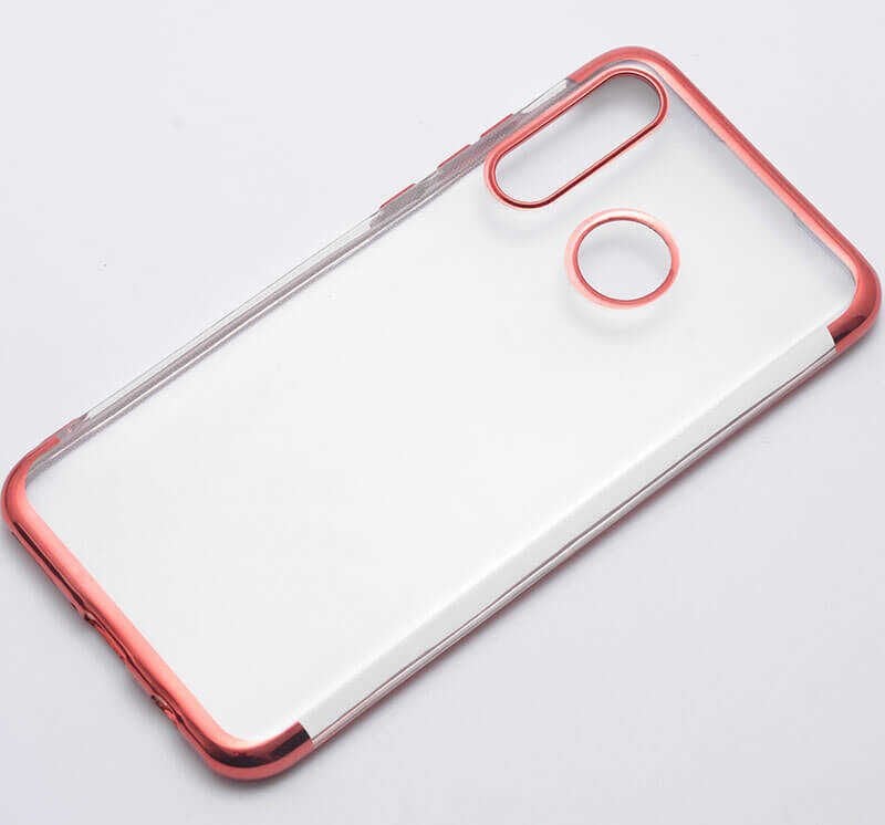 Huawei P30 Lite Kılıf Dört Köşe Renkli Lazer Şeffaf Silikon Kapak (GLİTTER) Gold