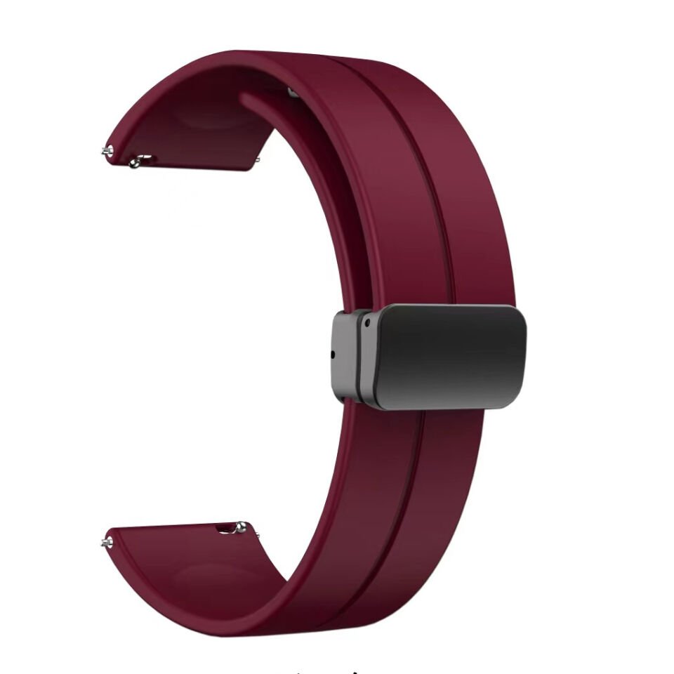 Xiaomi Amazfit Pace (22mm) Silikon Kordon Metal Toka Tasarım (KRD-84) Mürdüm