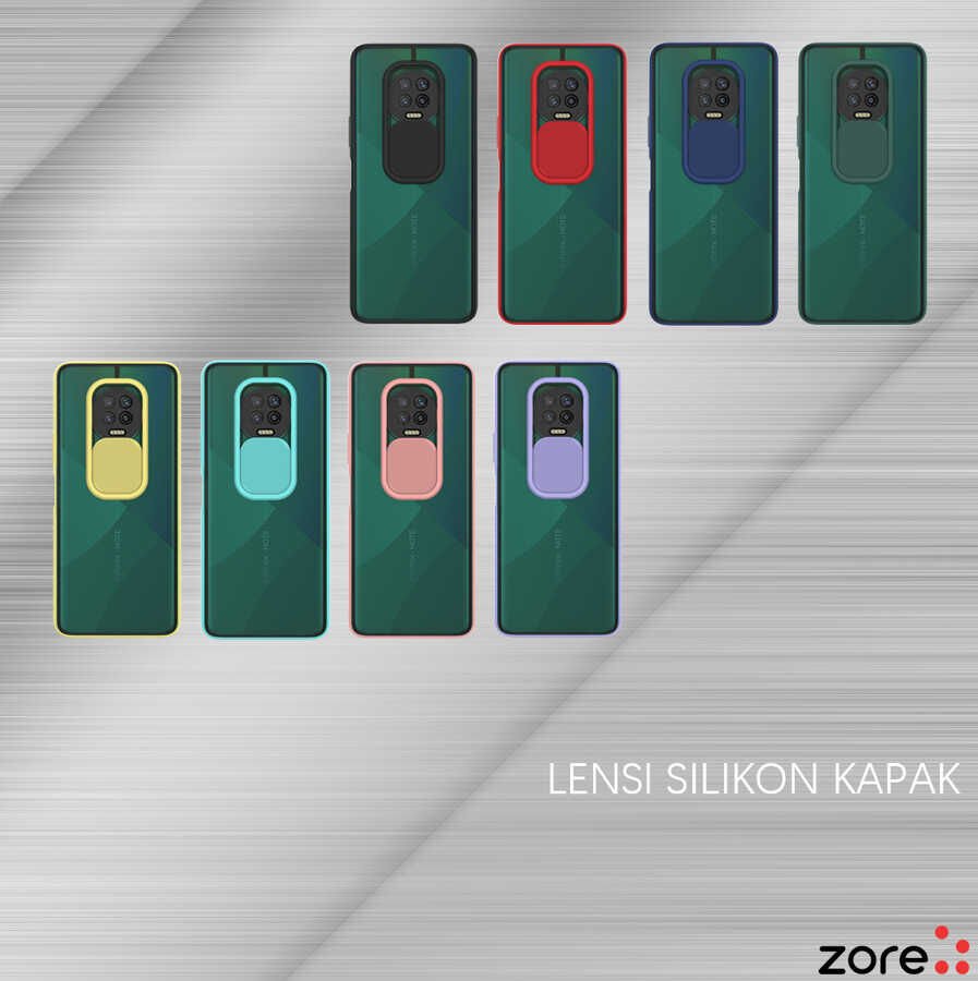 İnfinix Note 7 Kılıf Slayt Sürgülü Kamera Korumalı Renkli Silikon Kapak Turkuaz