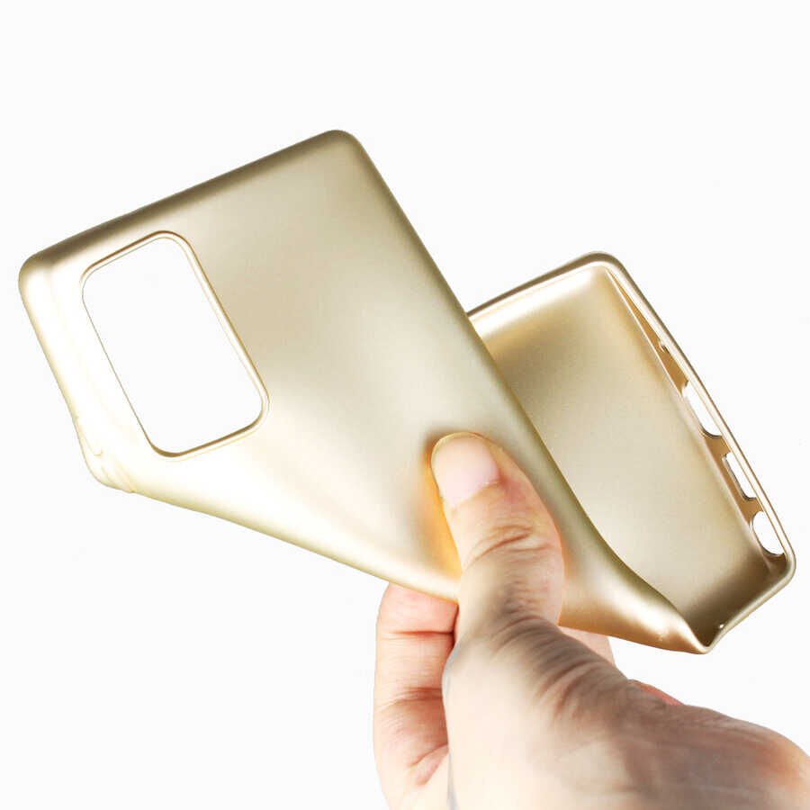 Samsung Galaxy Note 20 Kılıf Yumuşak Dokulu Soft Esnek İnce Mat Renkli Silikon Kapak (PREMİER) Rose Gold