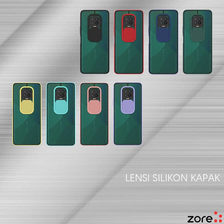 İnfinix Note 7 Kılıf Slayt Sürgülü Kamera Korumalı Renkli Silikon Kapak Pembe Açık