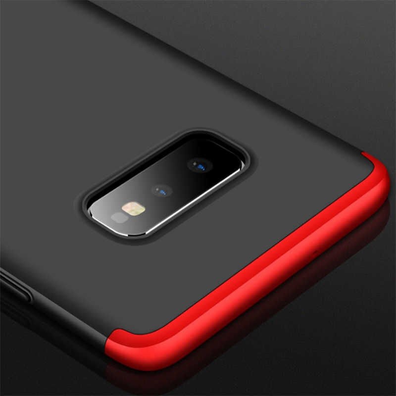 Samsung Galaxy S10E Kılıf 360 Tam Koruma Ön Ve Arka Sert Mika Kapak Orjinal Ays Gkk Kapak Siyah-Kırmızı