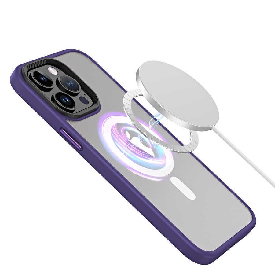 Apple iPhone 13 Pro Kılıf Wireless Şarj Özellikli HEPTEKİLETİŞİM Hibrit Magsafe Kapak