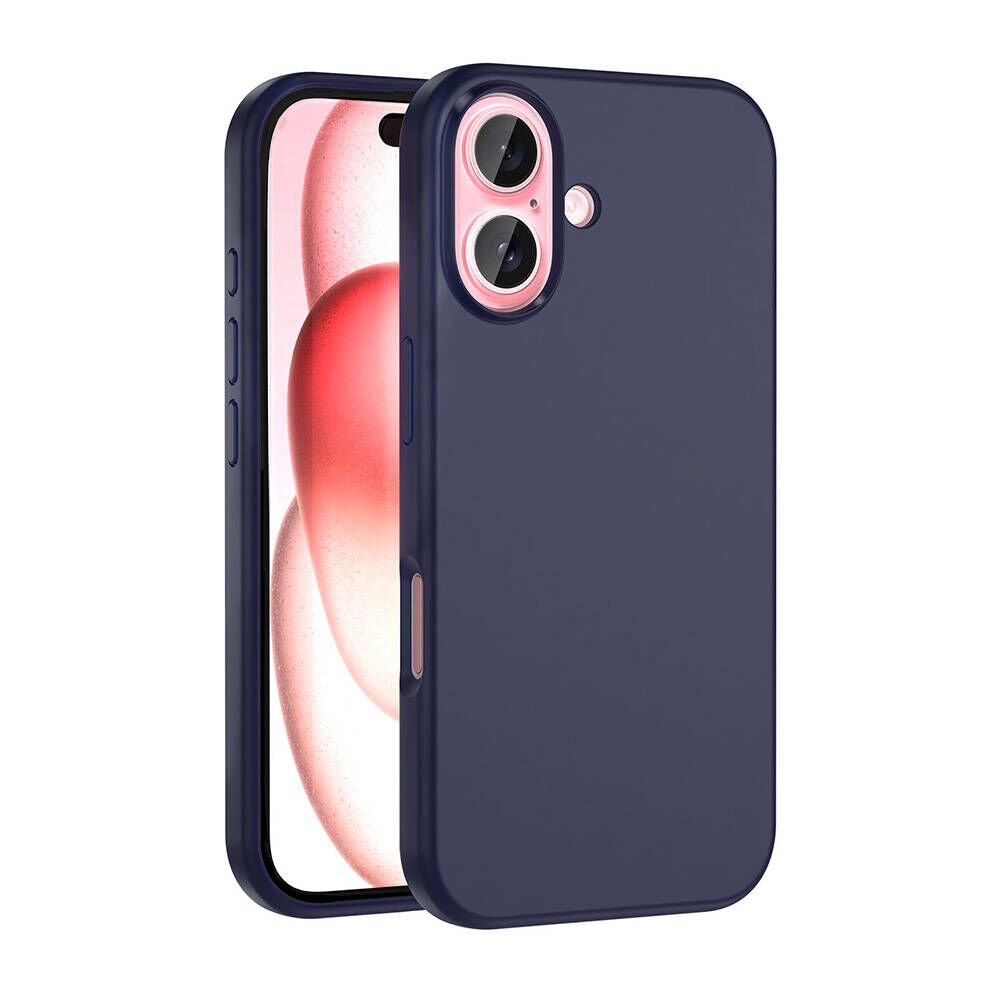 Apple iPhone 16 Kılıf Kamera Çıkıntılı Yumuşak İçi Kadife Lansman Dokulu Silikon Kapak (Kivi) Lacivert