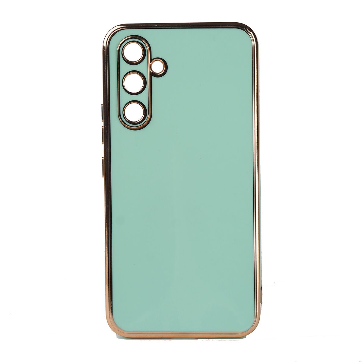 Samsung Galaxy M14 Kılıf Parlak Kenarlı Altın Işlemeli Kamera Korumalı Kapak (BARK) Açık Yeşil