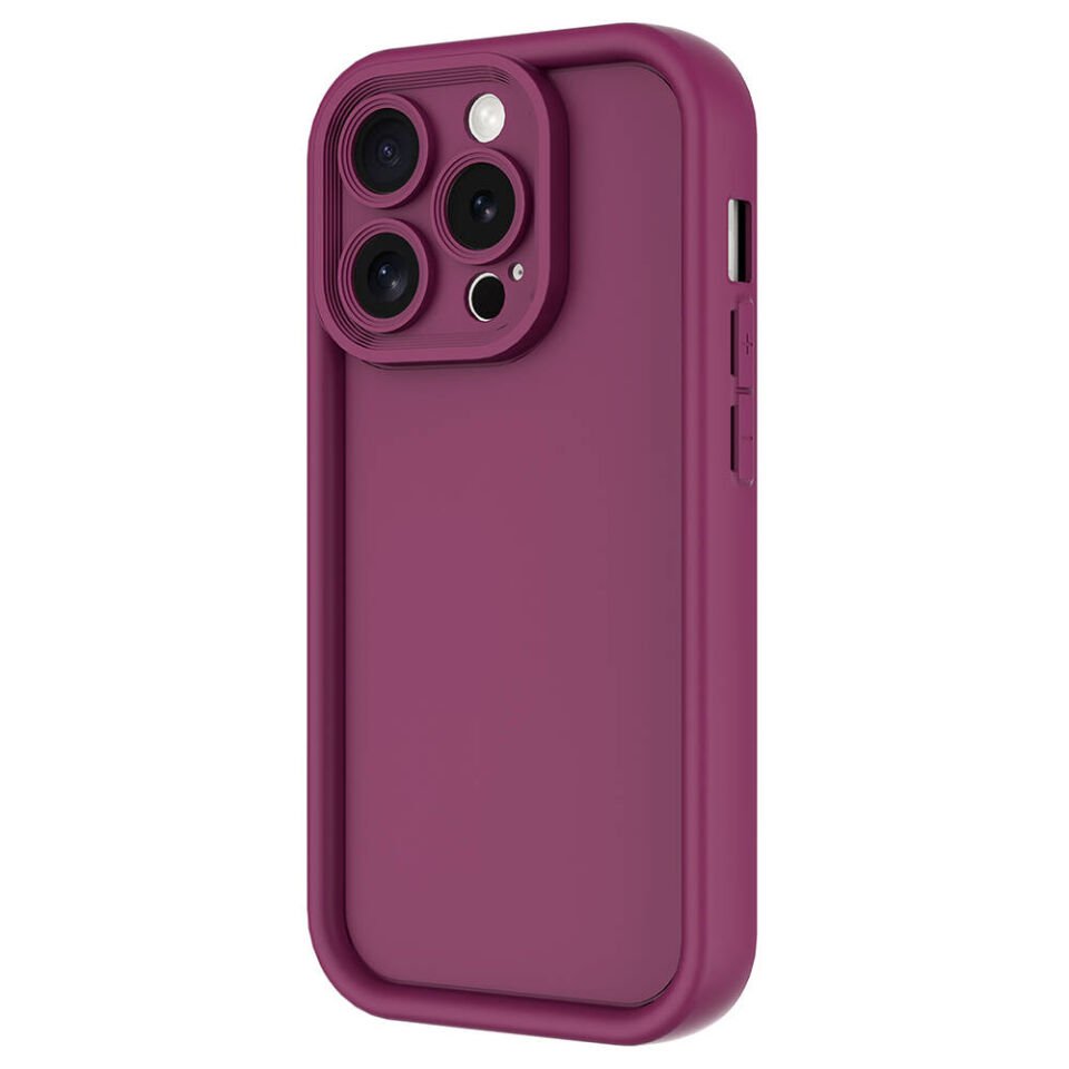 Apple  iPhone 15 Pro Kılıf Mat Yüzeyli Kamera Korumalı Silikon Kapak (Ananas) Mürdüm
