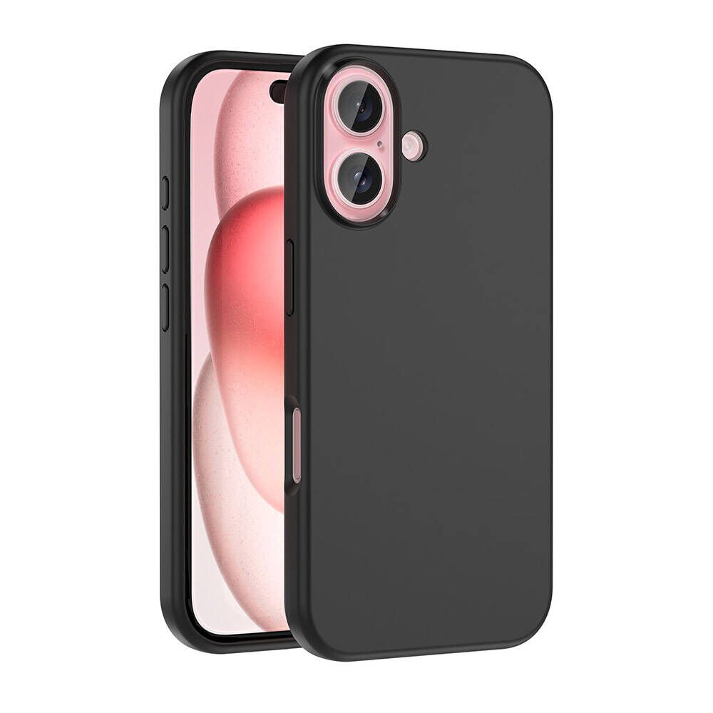 Apple iPhone 16 Kılıf Kamera Çıkıntılı Yumuşak İçi Kadife Lansman Dokulu Silikon Kapak (Kivi) Siyah