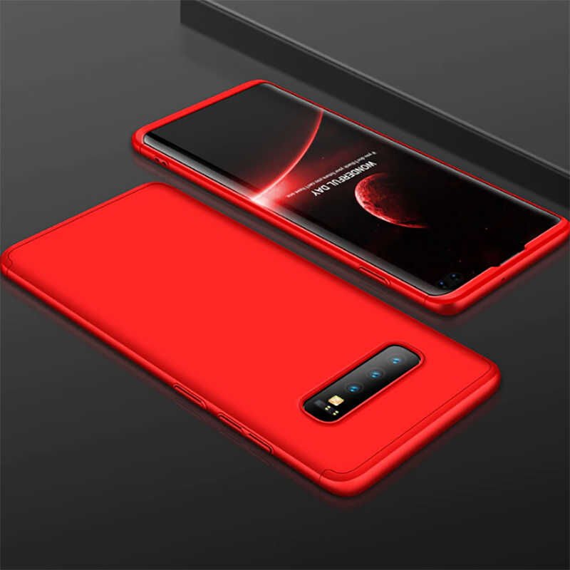 Samsung Galaxy S10 Plus Kılıf 360 Tam Koruma Ön Ve Arka Sert Mika Kapak Orjinal Ays Gkk Kapak Rose Gold