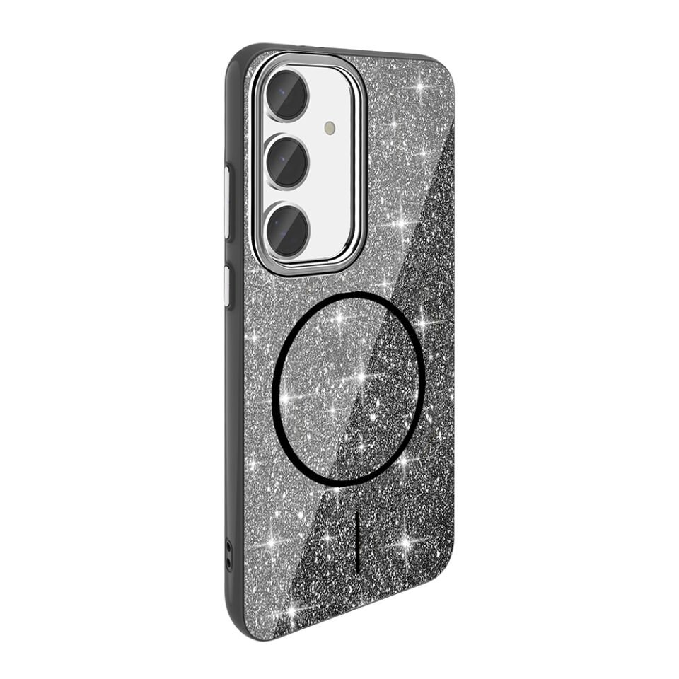 Galaxy S23 FE Kılıf Magsafe Şarj Özellikli Parlayan Simli HEPTEKİLETİŞİM Okso Kapak