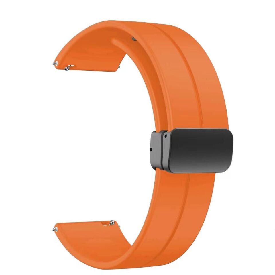 Xiaomi Amazfit Pace (22mm) Silikon Kordon Metal Toka Tasarım (KRD-84) Koyu Turuncu