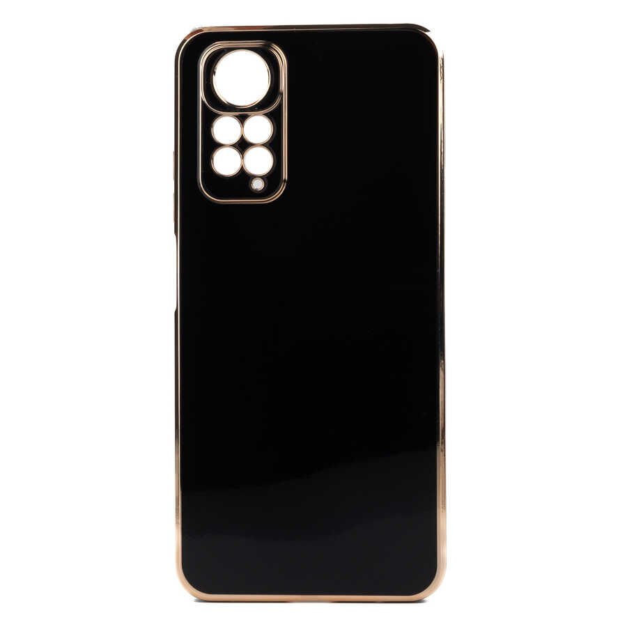 Xiaomi Redmi Note 12 4G Kılıf Parlak Kenarlı Altın Işlemeli Kamera Korumalı Kapak (BARK) Siyah